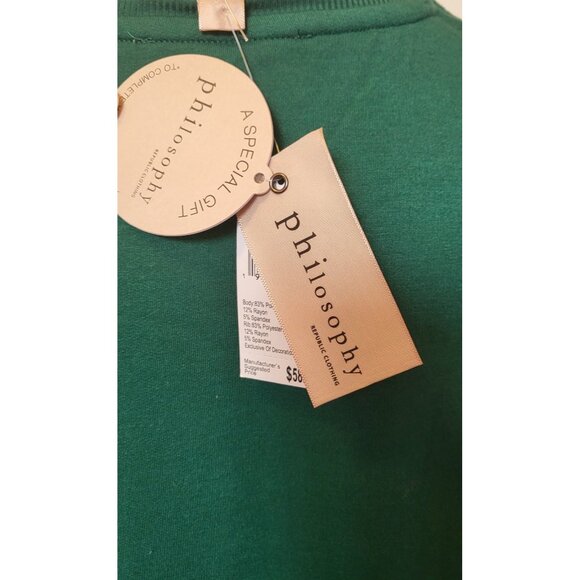 Philosophy Sweatshirt Green Noel Long Sleeve Size S/P Holiday NWT - Picture 3 of 5